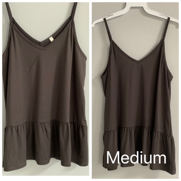NWOT Gray Soft Stretchy Tank with Ruffle